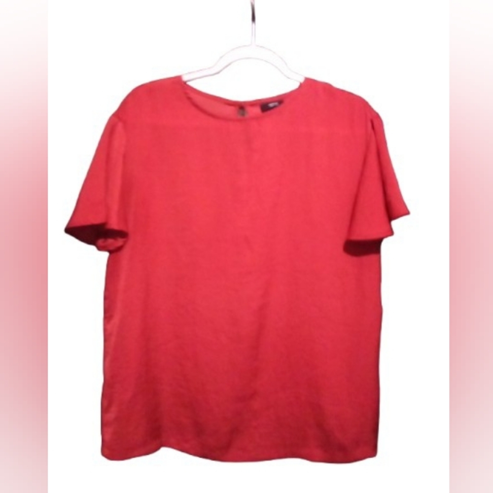 Massimo Red Flutter‑Sleeve Blouse